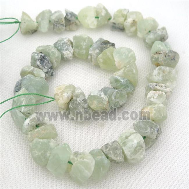 green Prehnite chip beads, freeform