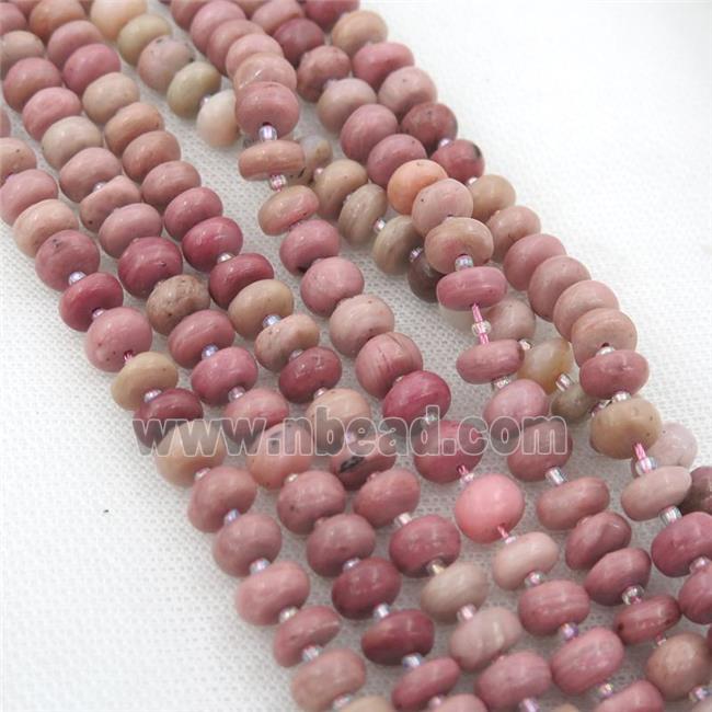 pink wooden jasper rondelle beads