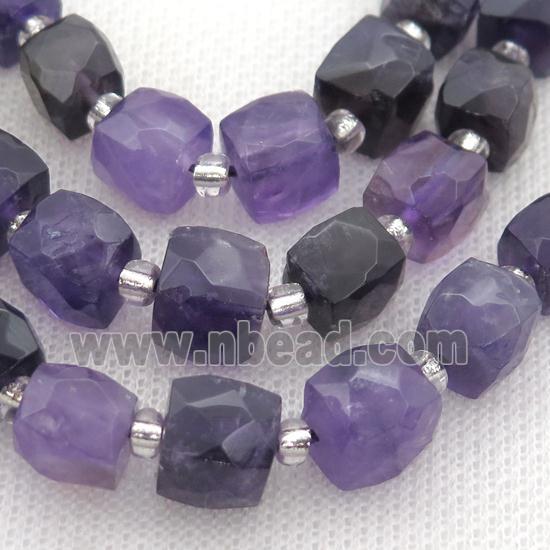 purple Amethyst Beads, faceted cube