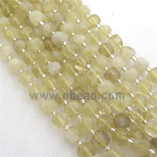 Lemon Quartz Beads, faceted cube