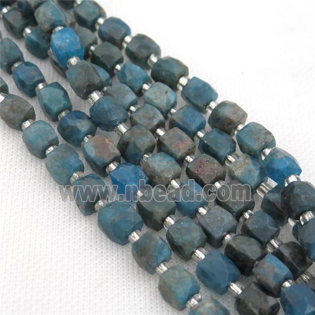 blue Apatite Beads, faceted cube