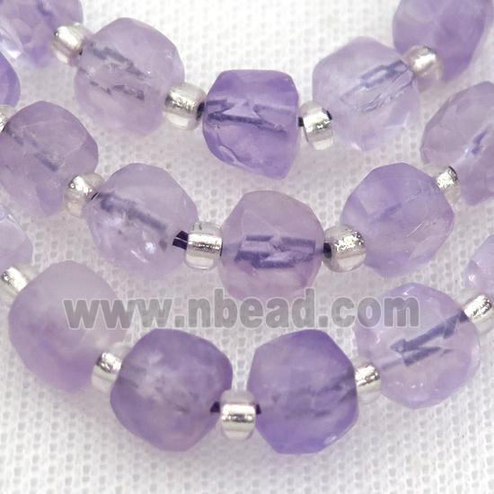 lt.purple Amethyst Beads, faceted cube