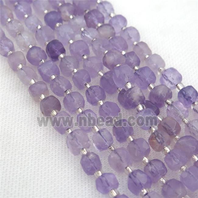 lt.purple Amethyst Beads, faceted cube