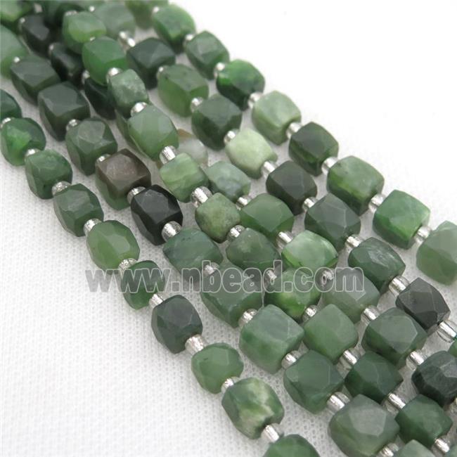 green Canadian Chrysoprase Beads, faceted cube