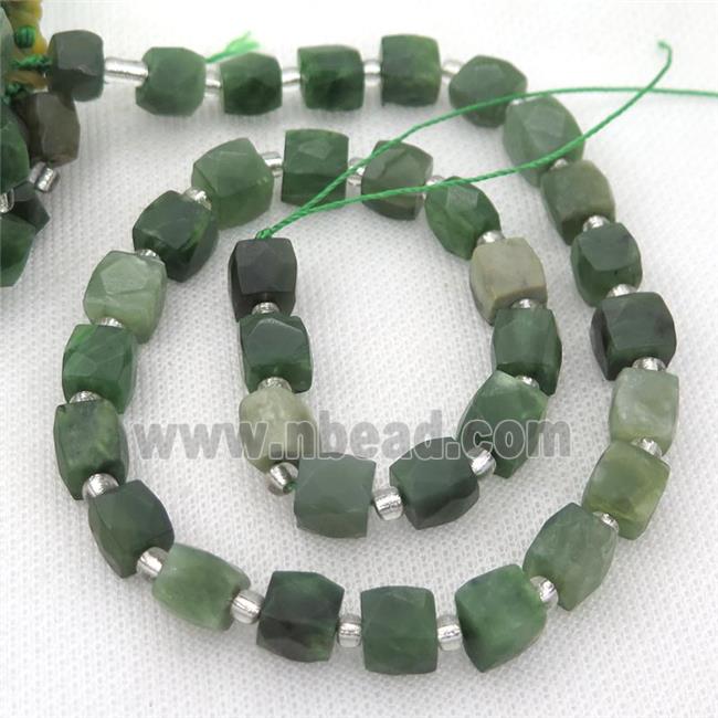 green Canadian Chrysoprase Beads, faceted cube