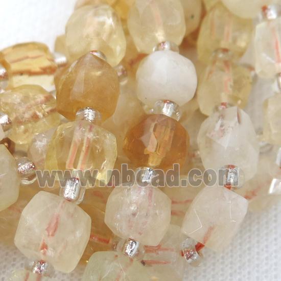 yellow Citrine Beads, faceted cube