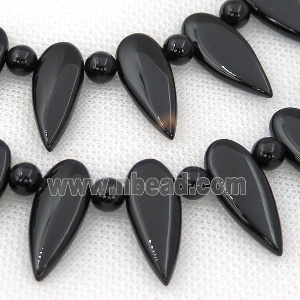 black Onyx Agate teardrop beads