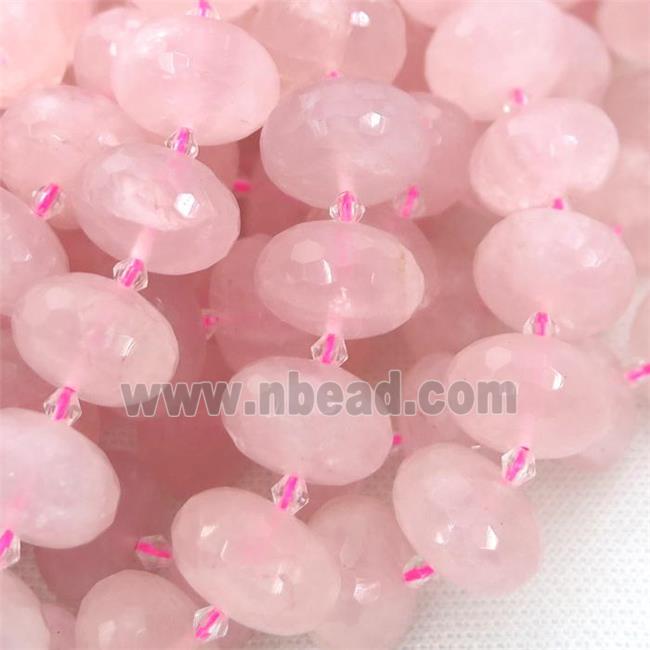 Rose Quartz Beads, faceted rondelle