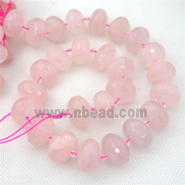 Rose Quartz Beads, faceted rondelle