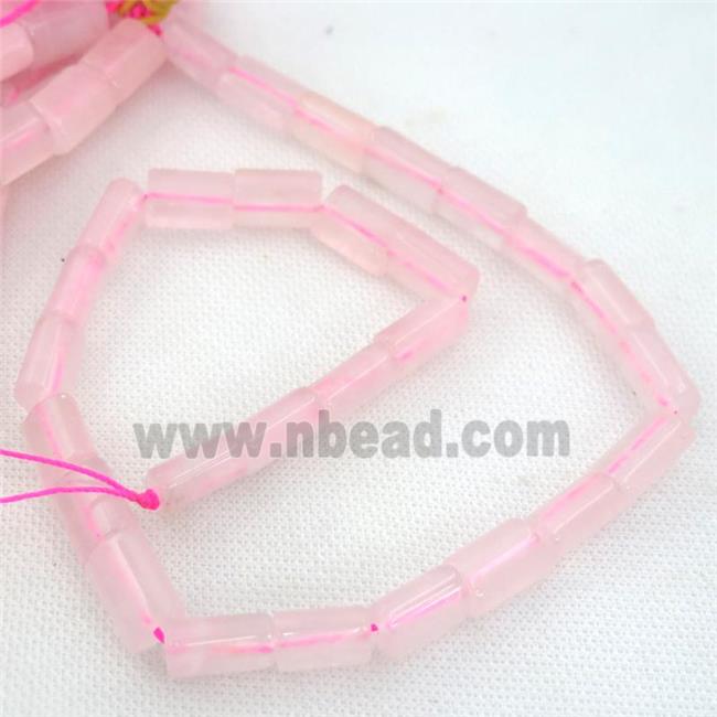 Rose Quartz Beads, flat tube