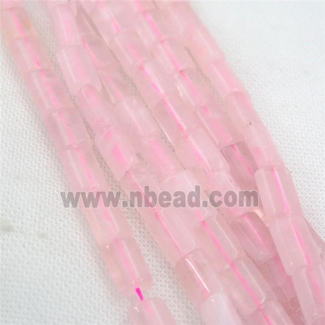 Rose Quartz Beads, flat tube