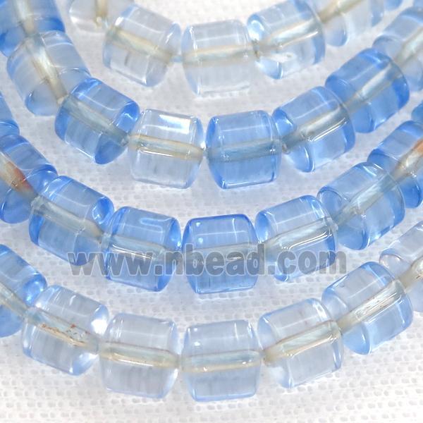 Crystal Quartz Beads, tube, lt.blue dye
