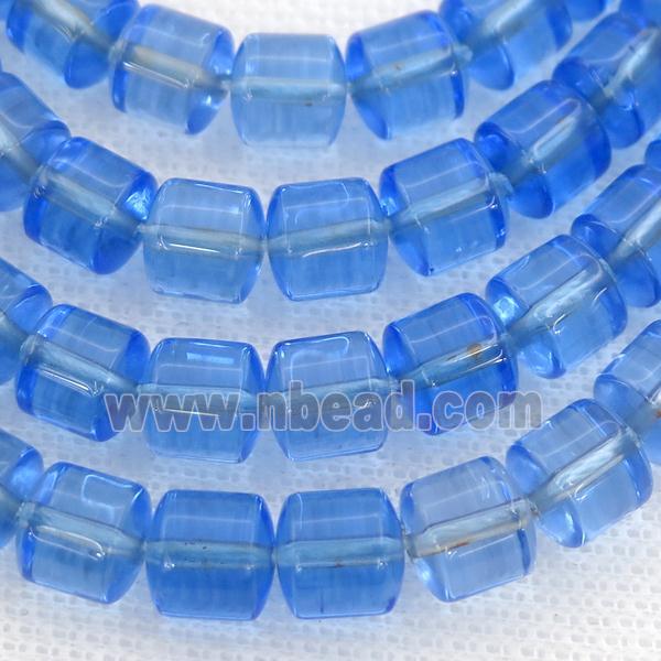 Crystal Quartz Beads, tube, blue dye
