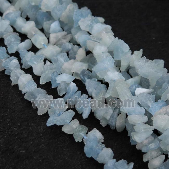 blue Aquamarine Beads, freeform