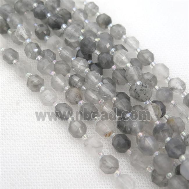 gray Cloudy Quartz bullet beads