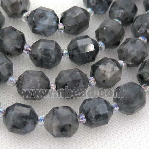 black larvikite Labradorite bullet beads
