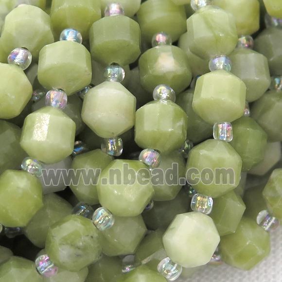 Green Chinese Nephrite Jade Bullet Beads