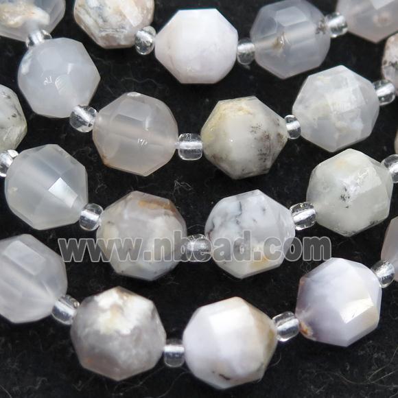 white Moss Opal stone bullet beads