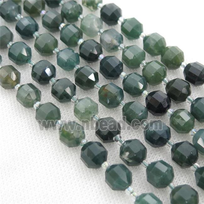 green Moss Agate bullet beads