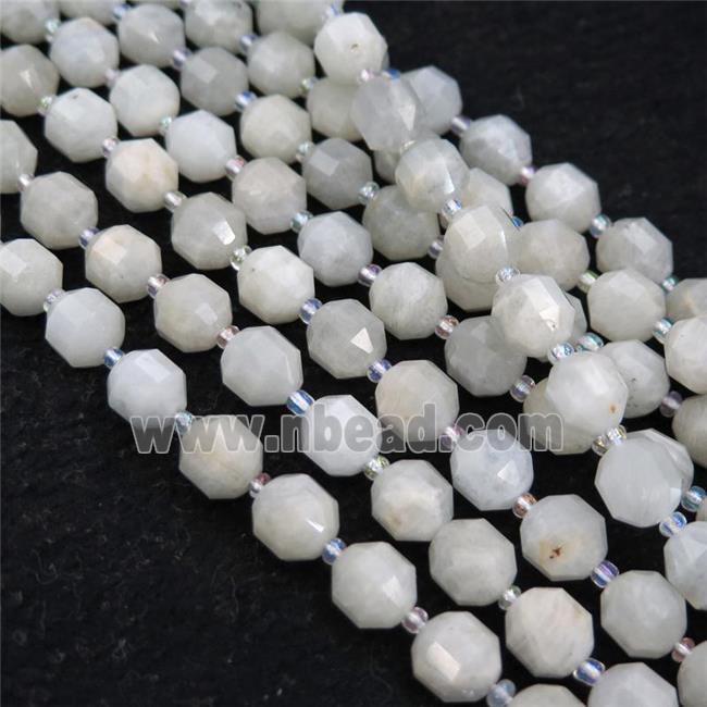 white MoonStone bullet beads