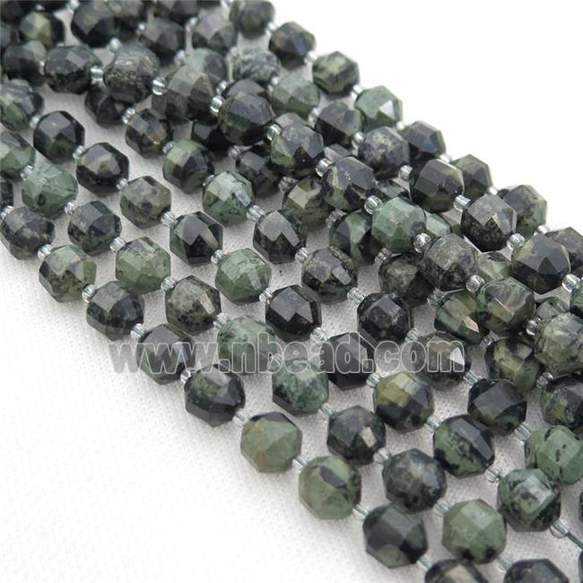 green Kambaba Jasper bullet beads