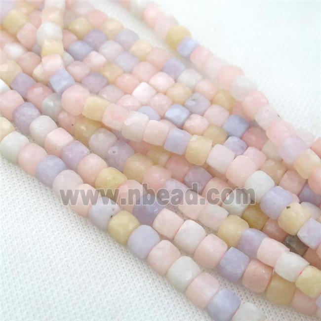 Morganite Beads, color treated, faceted cube