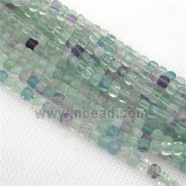 green Fluorite Beads, faceted cube