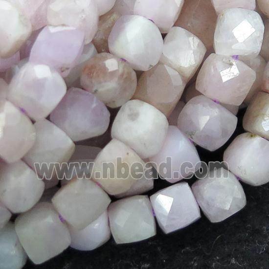 Kunzite Beads, faceted cube