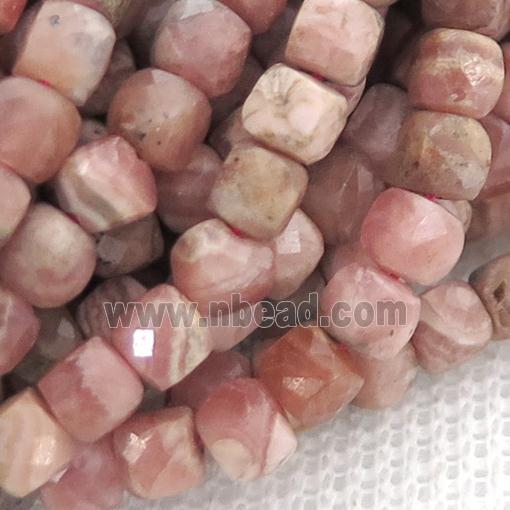 pink Rhodochrosite Beads, faceted cube