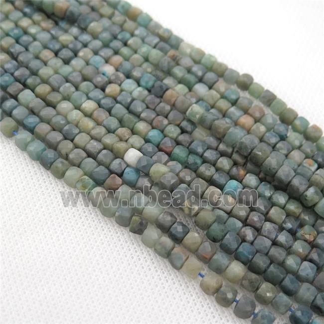 Chinese Chrysocolla Beads, faceted cube