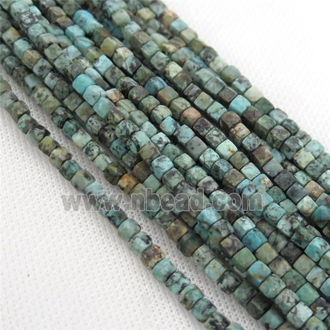 green African Turquoise Beads, faceted cube
