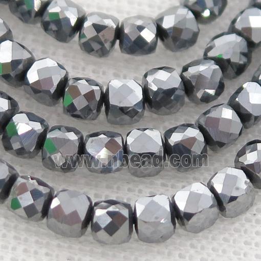 Terahertz Stone Beads, faceted cube