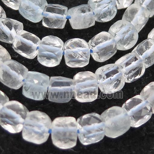 white Topaz Beads, faceted cube
