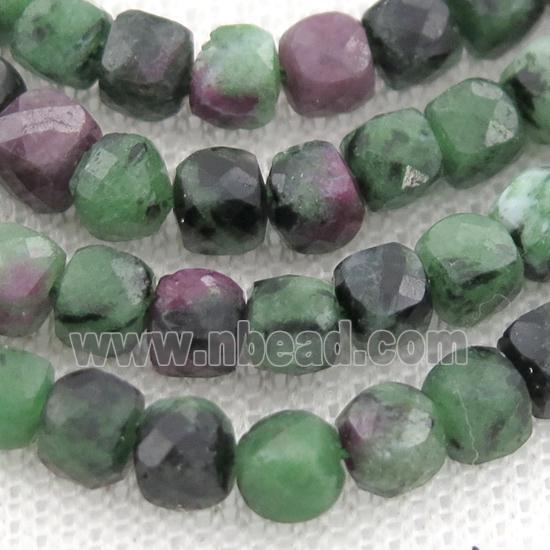 Ruby Zoisite Beads, faceted cube
