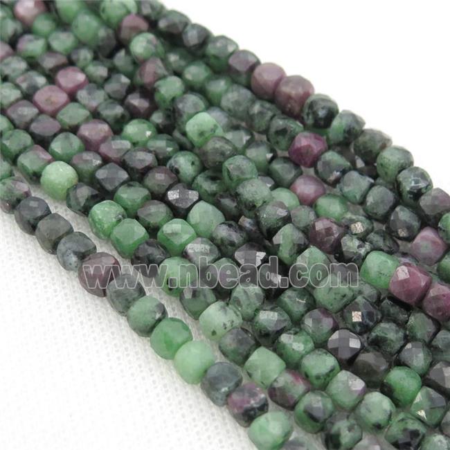 Ruby Zoisite Beads, faceted cube