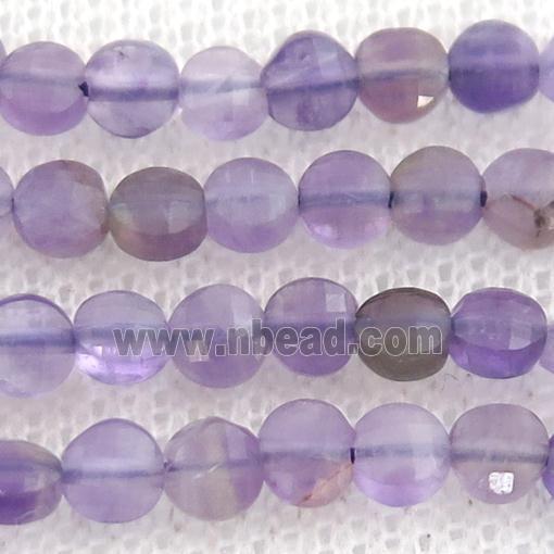 lt.purple Amehtyst Beads, faceted coin