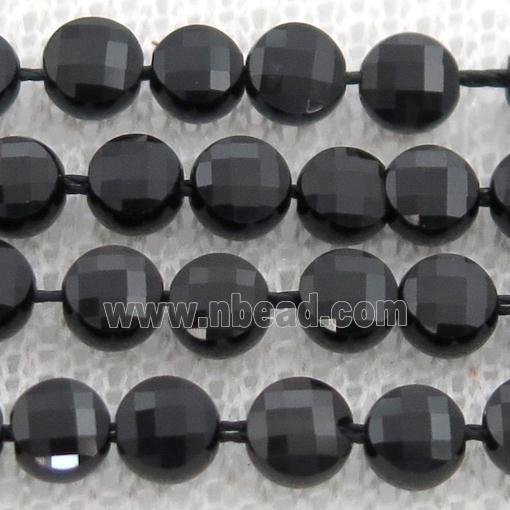 black Spinel Beads, faceted circle