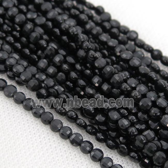 black Spinel Beads, faceted circle