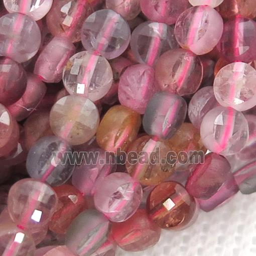 pink Spinel Beads, faceted circle
