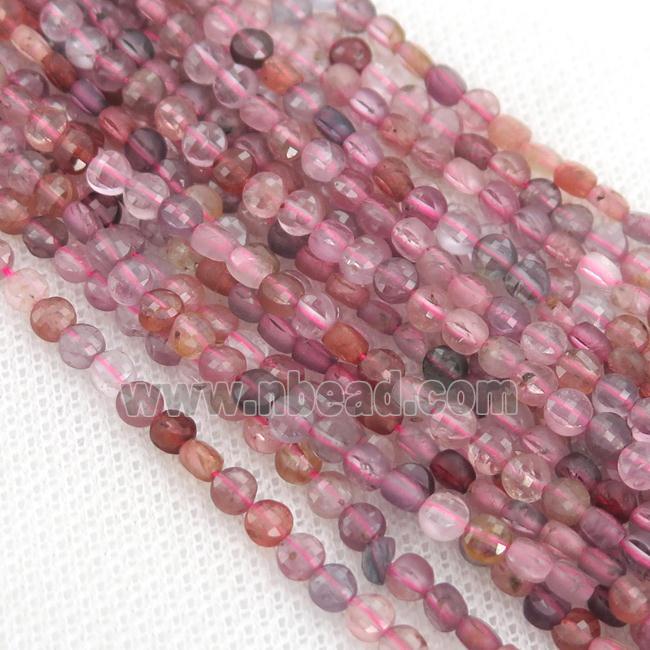 pink Spinel Beads, faceted circle