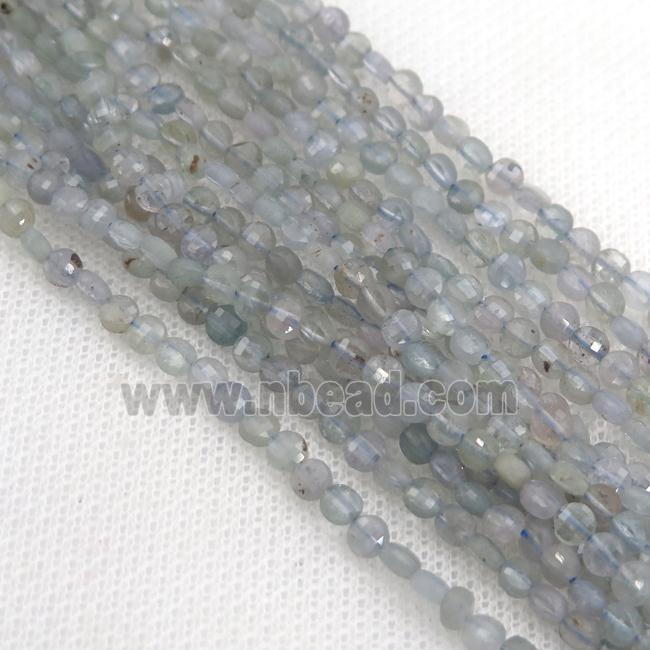 lt.blue Sapphire Beads, faceted coin