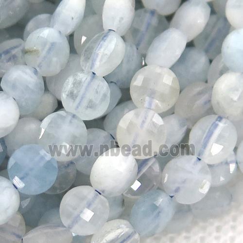 lt.blue Aquamarine Beads, faceted circle