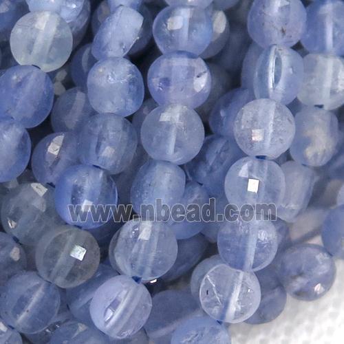 blue Tanzanite Beads, faceted coin