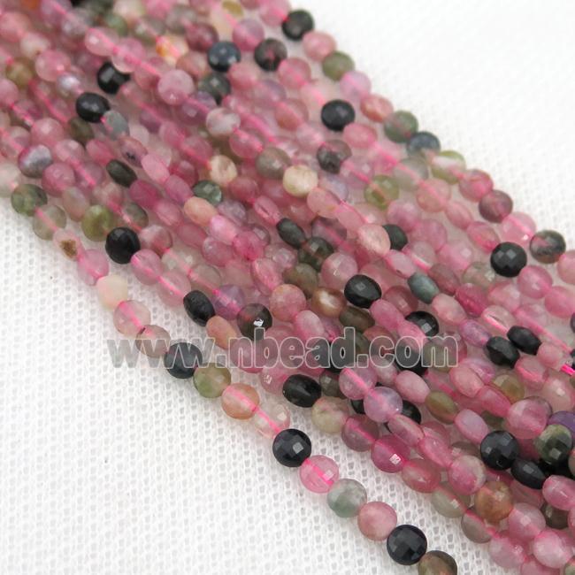 multicolor Tourmaline Beads, faceted coin
