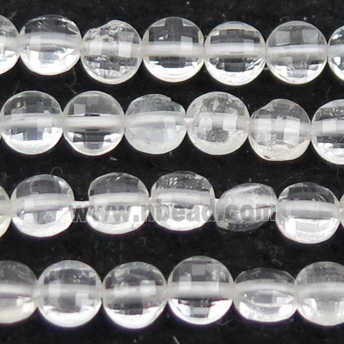 white Topaz Beads, faceted circle