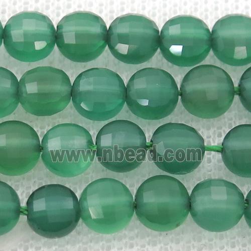 natural Green Agate Beads, faceted coin