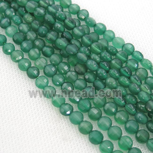 natural Green Agate Beads, faceted coin
