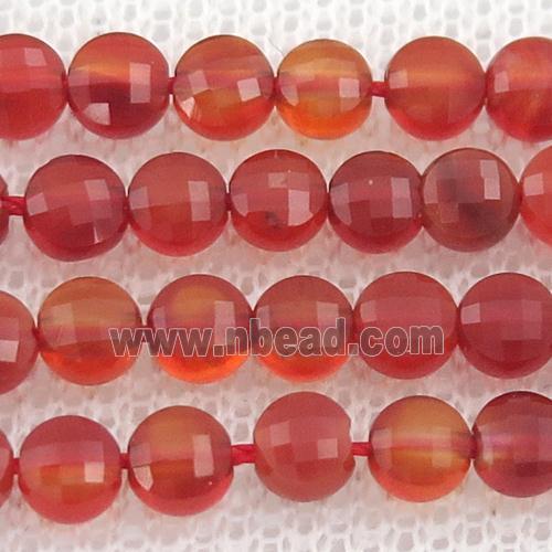 natural red Carnelian Agate Beads, faceted circle