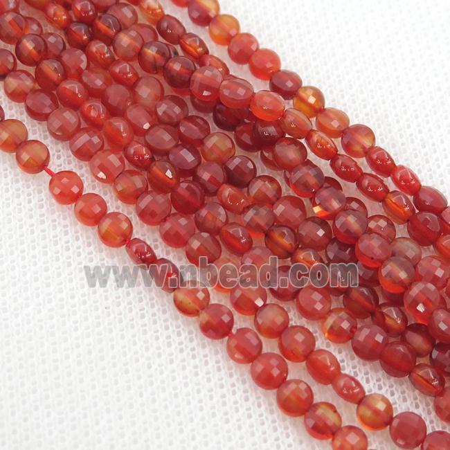 natural red Carnelian Agate Beads, faceted circle