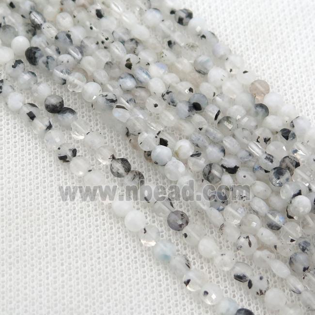 white MoonStone Beads, faceted coin